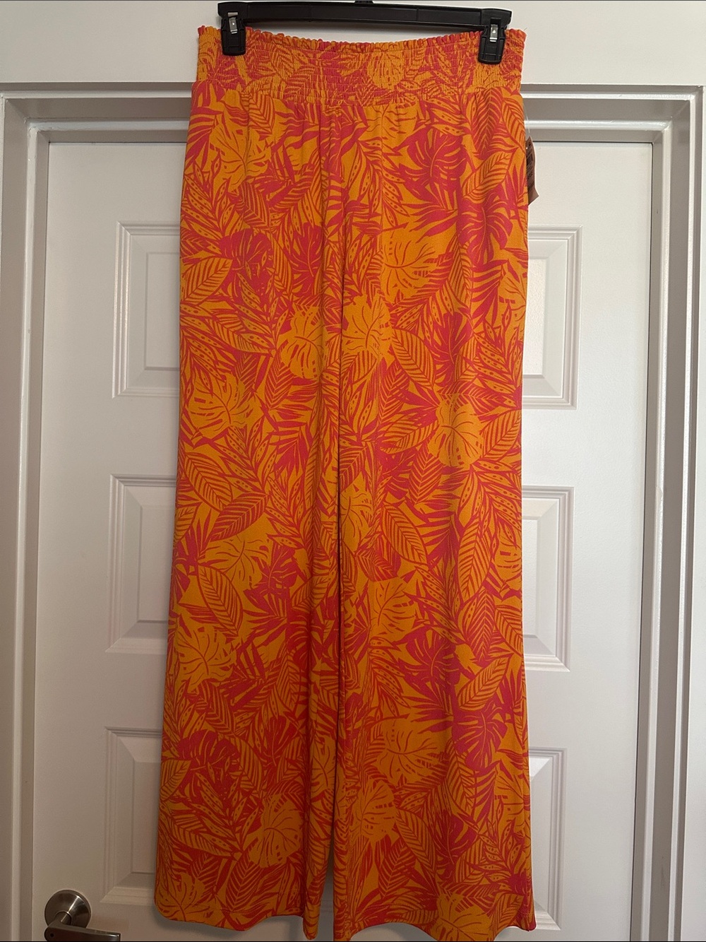 Bar III Orange and Pink Wide Leg Tropical Pants